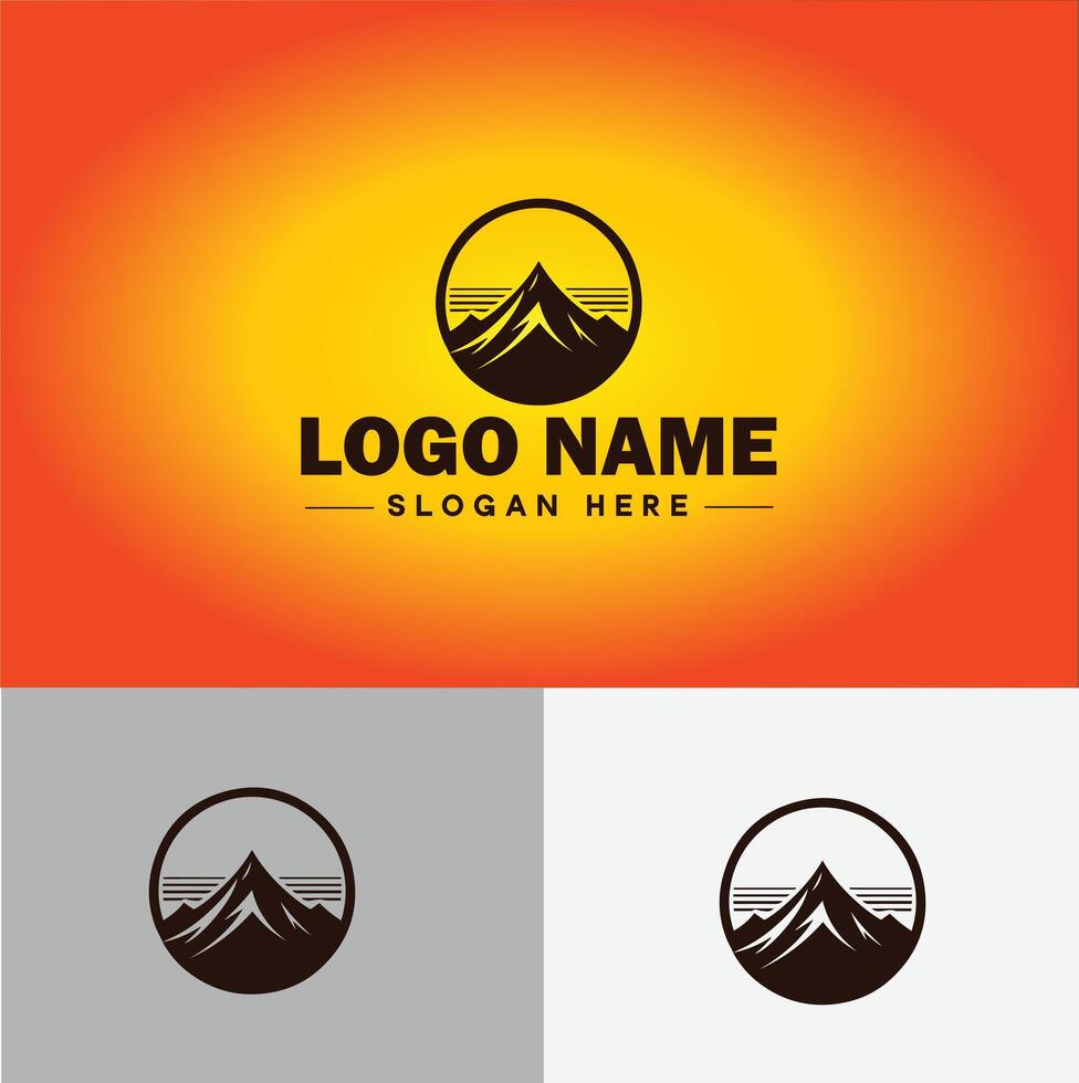 montanha pico cume logotipo vetor arte ao ar livre caminhada aventura ícone viagem logotipo modelo