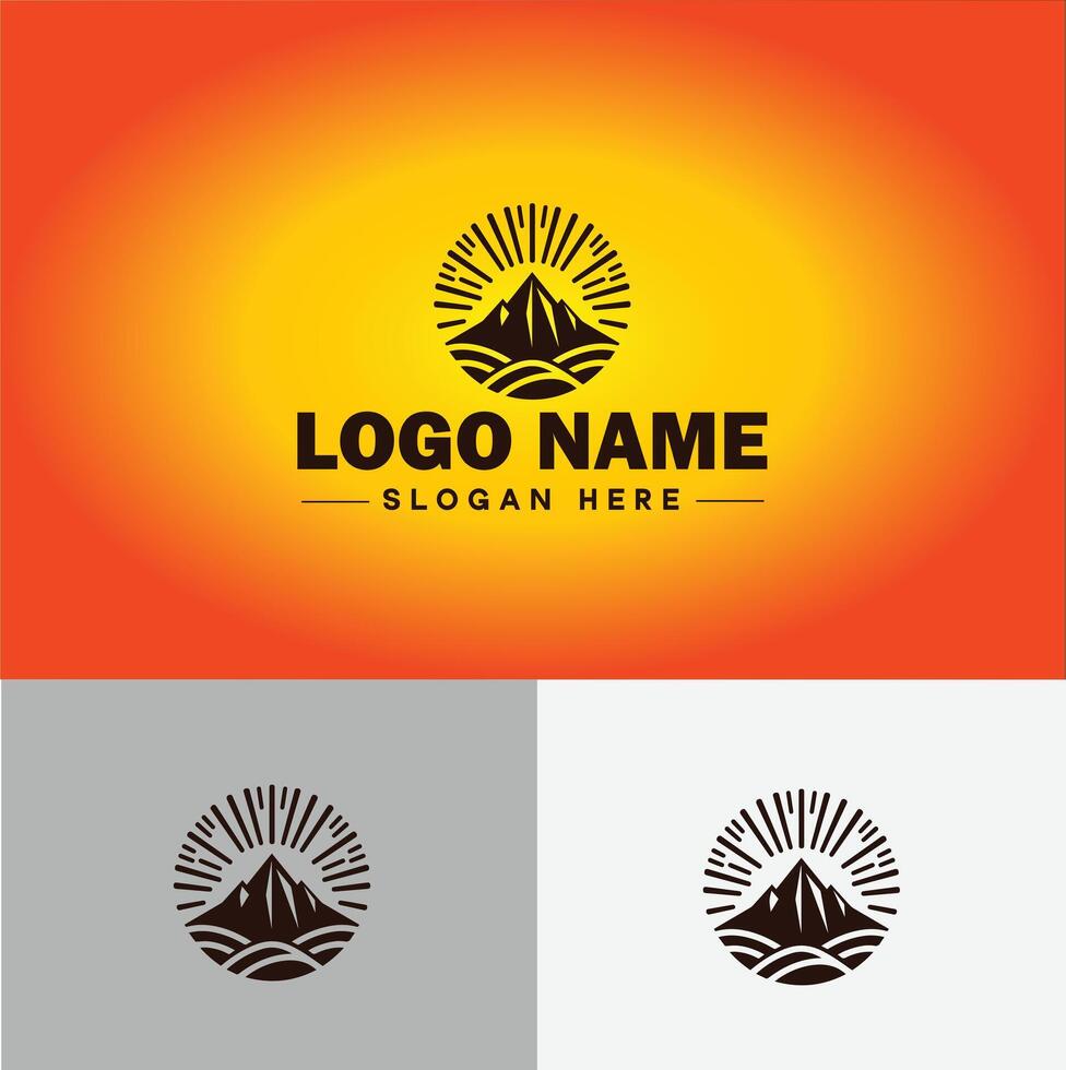 montanha pico cume logotipo vetor arte ao ar livre caminhada aventura ícone viagem logotipo modelo