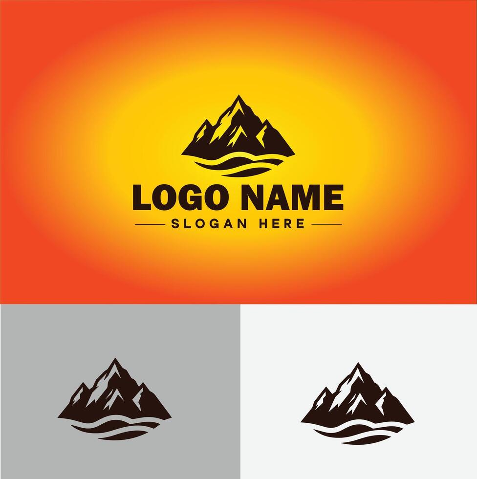 montanha pico cume logotipo vetor arte ao ar livre caminhada aventura ícone viagem logotipo modelo