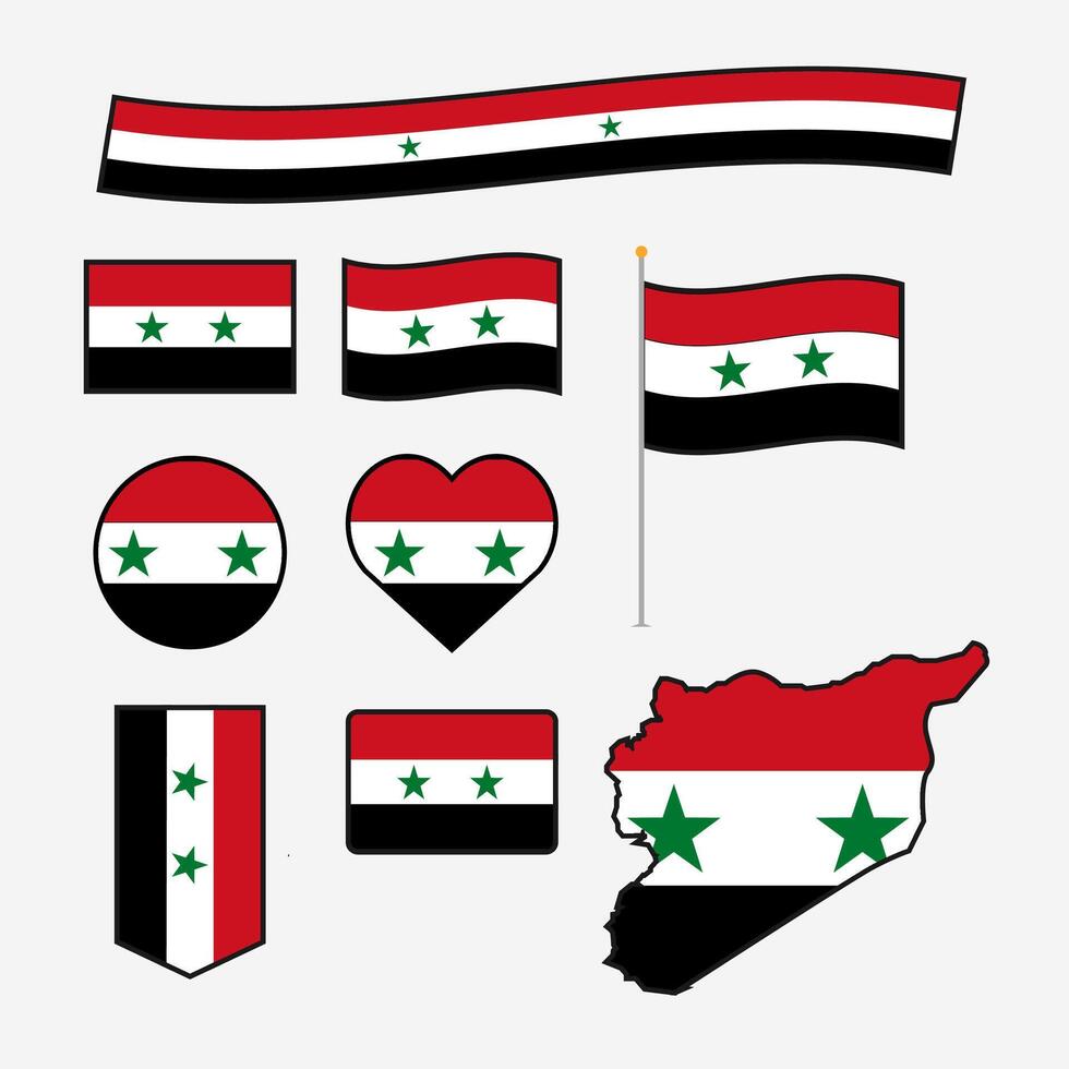 Síria bandeira conjunto coleção vetor ilustração isolado em branco fundo