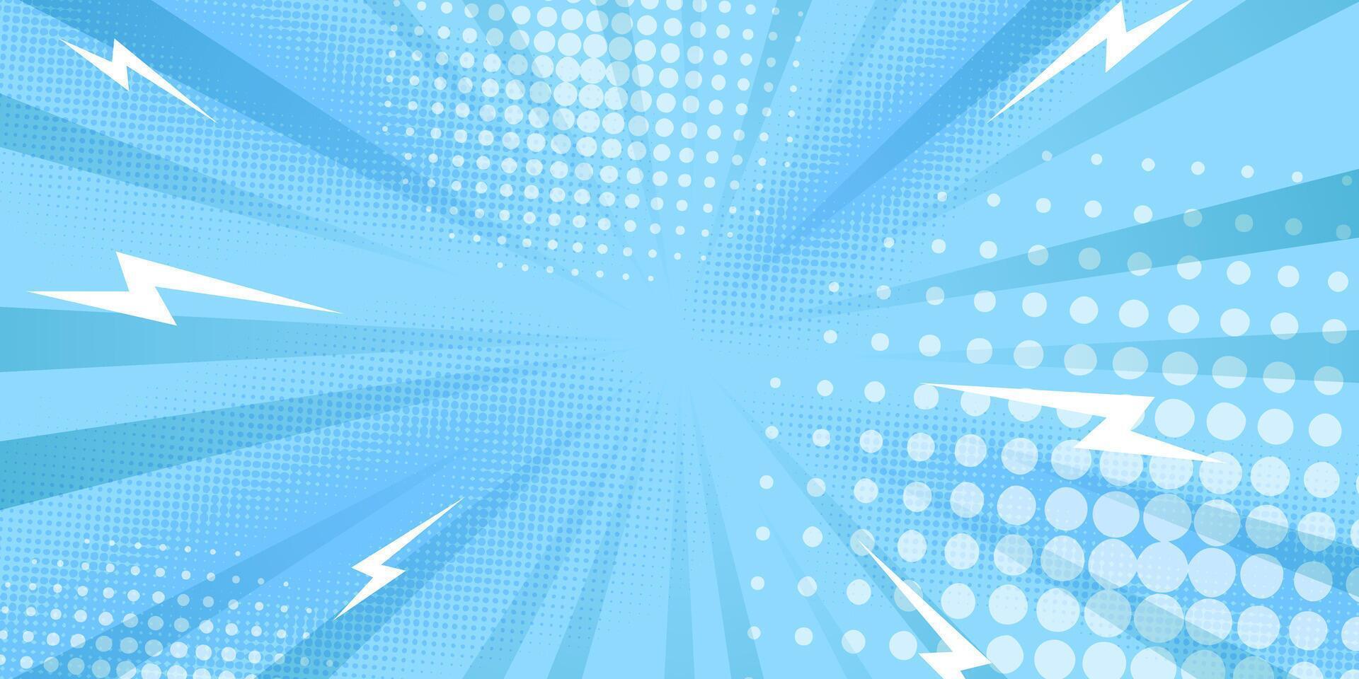 meio-tom pop arte estilo Estrela explosão padronizar desenho animado fundo azul luz efeito vintage tom. vetor ilustração Uau gradiente Projeto bandeira