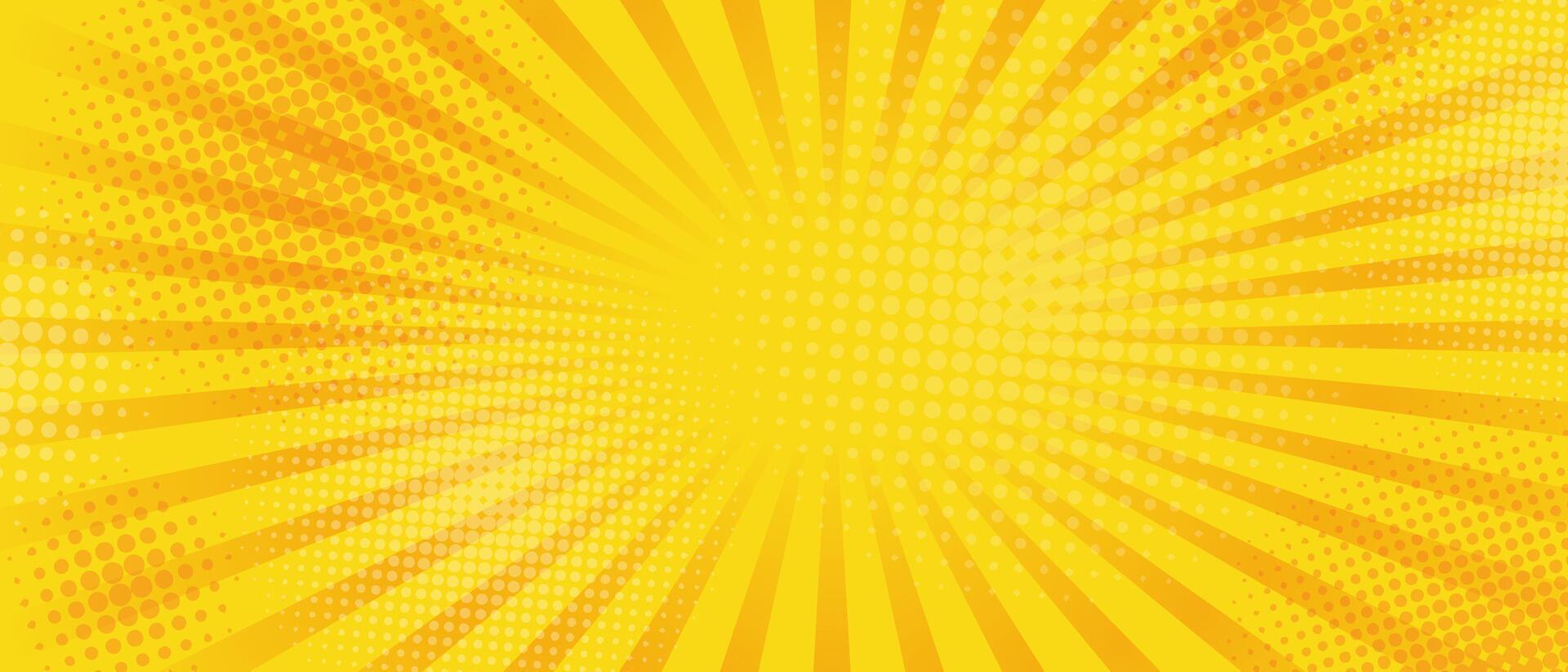 meio-tom pop arte estilo starburst padronizar desenho animado fundo amarelo luz efeito. vintage tom. vetor ilustração. Uau gradiente Projeto bandeira