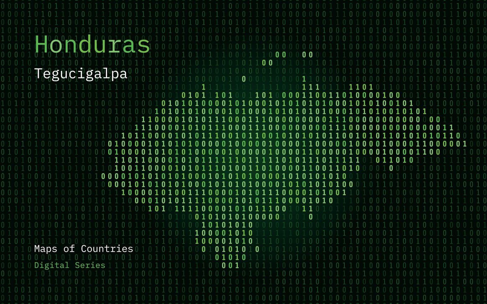 Honduras mapa mostrando dentro binário código padronizar. matriz números, zero, um. mundo países vetor mapas. digital Series