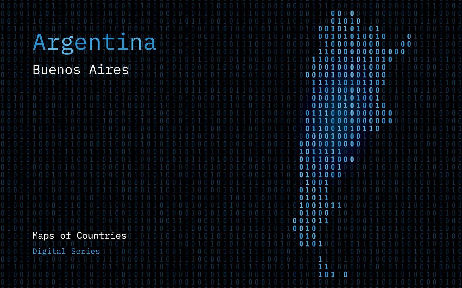 Argentina mapa mostrando dentro binário código padronizar. tsmc. matriz números, zero, um. mundo países vetor mapas. digital Series