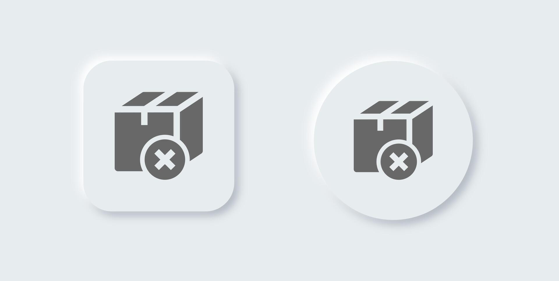 cancelar pacote sólido ícone dentro neomórfico Projeto estilo. Entrega sinais vetor ilustração.