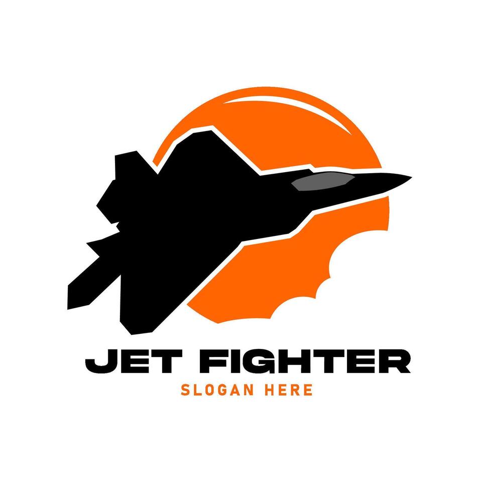 raptor caça a jato pôr do sol fundo logotipo vetor