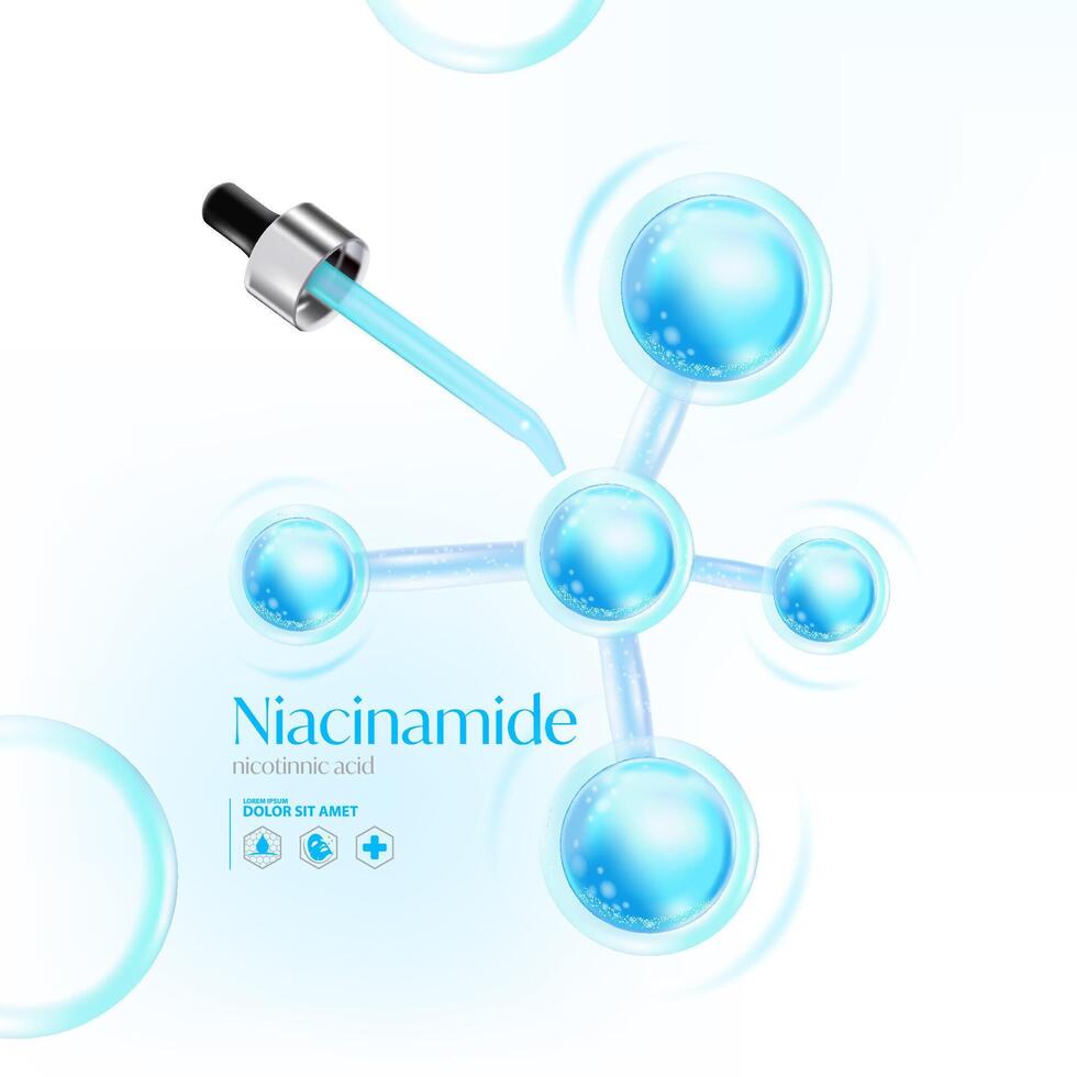 niacinamida, niacina, nicotínico ácido sérum pele Cuidado Cosmético, vetor
