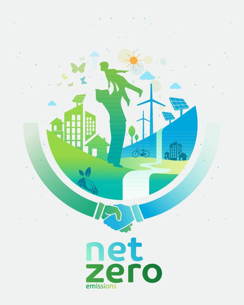 internet zero e carbono neutro conceito. vetor