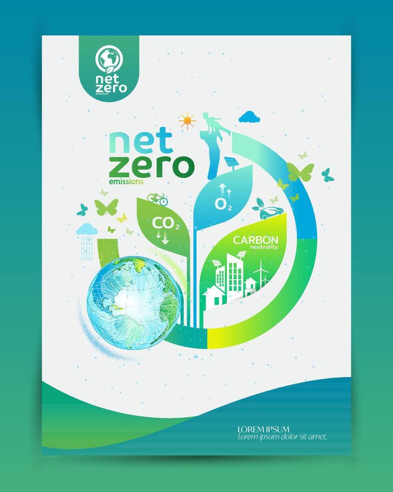 internet zero e carbono neutro conceito. vetor