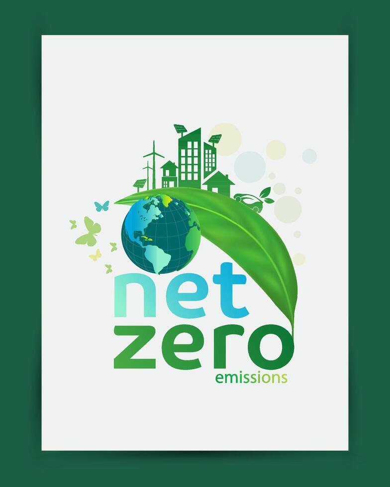 internet zero e carbono neutro conceito. vetor