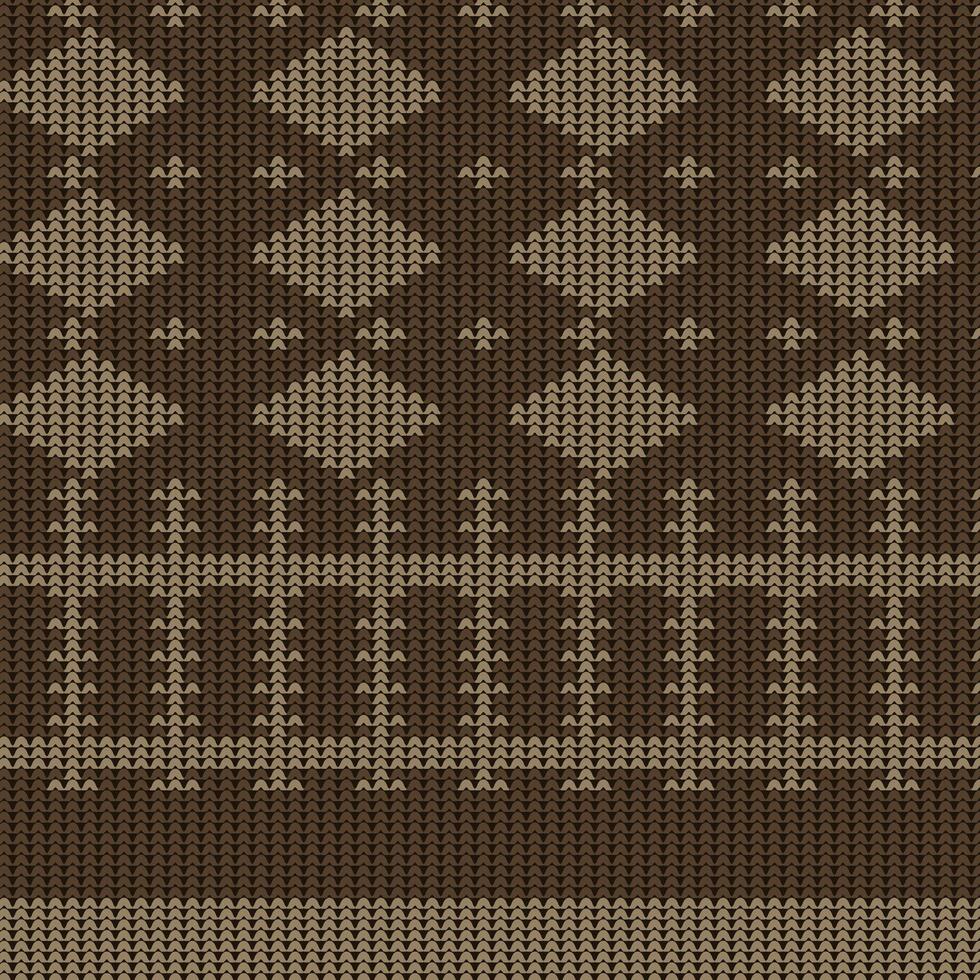 moderno tradicional roupas textura dentro Castanho cor vetor, e suéter tricotar repetir padrão, vintage algodão, papel de parede, vetor ilustração