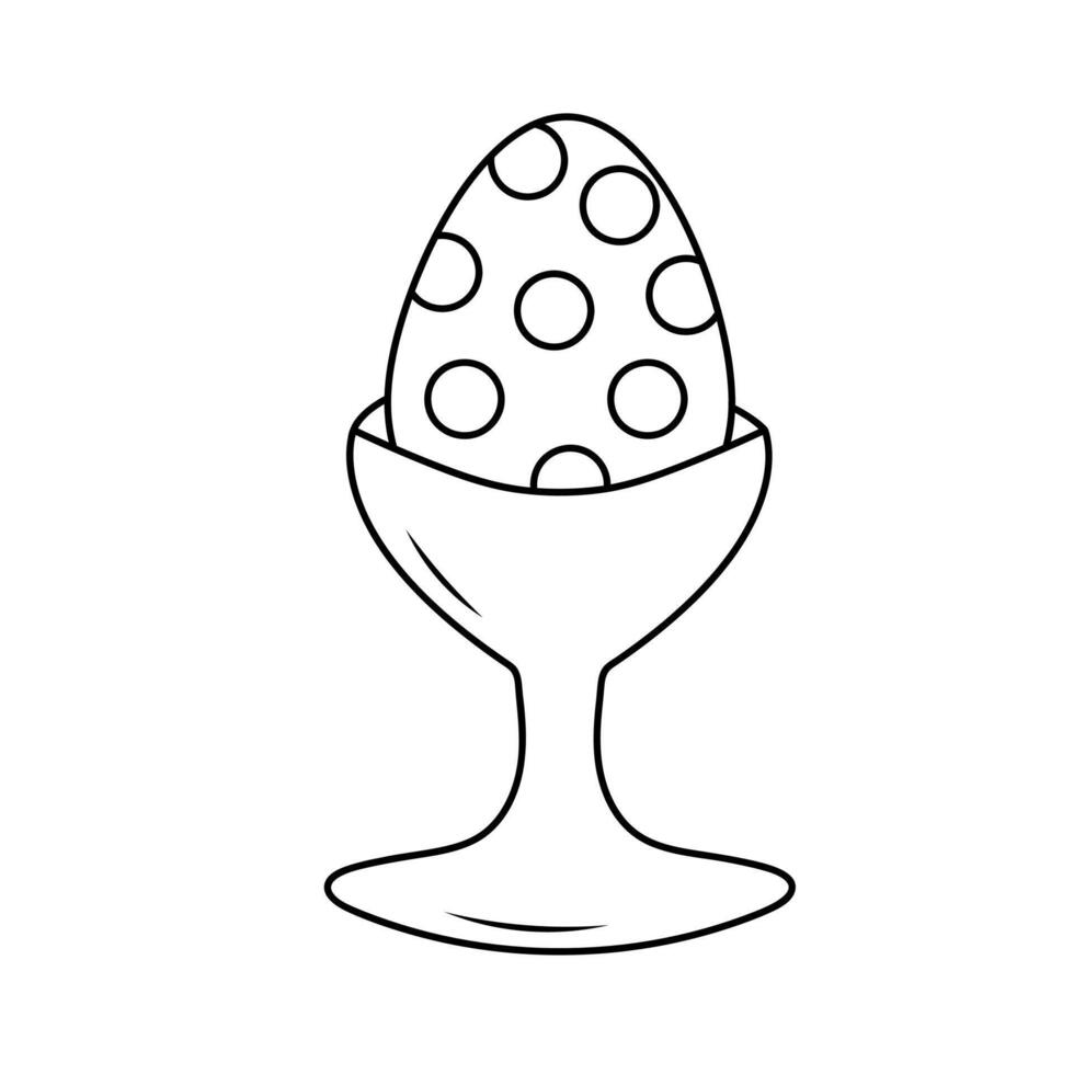 Páscoa ovo dentro ovo suporte. fofa rabisco decorativo ovo. vetor linear ilustração.