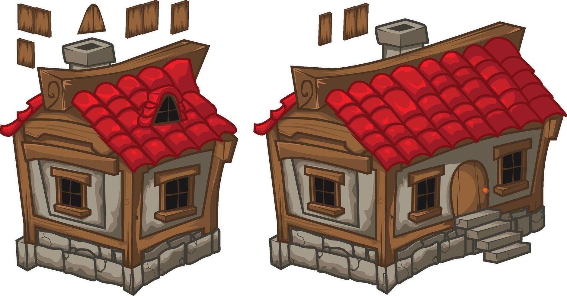 2 medieval casas vetor