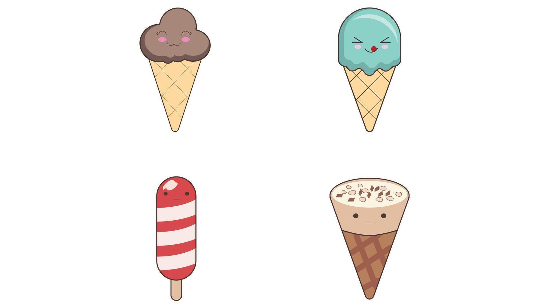 sorvete e doces vetor ícone conjunto