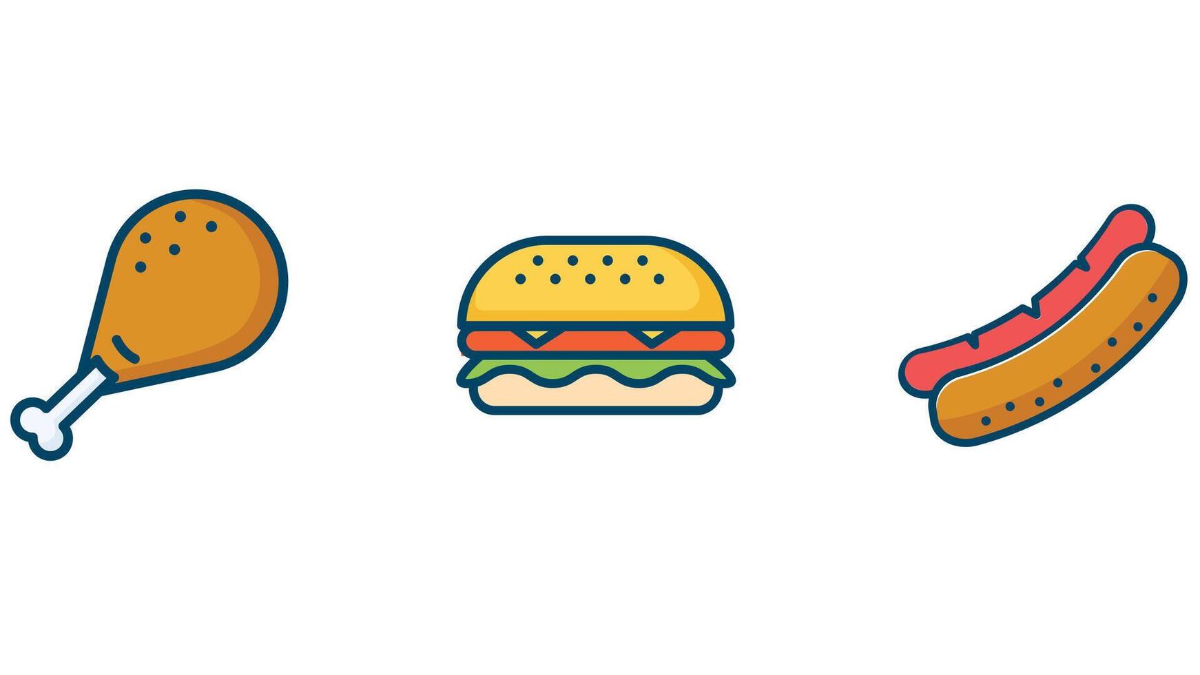 Comida conjunto ícones com saudável e pouco saudável Itens vetor ilustração