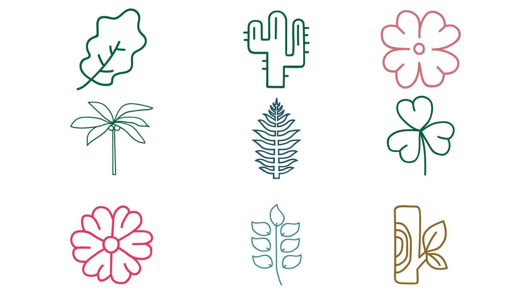 natural folhas e árvores Projeto vetor ícones isolado ilustração