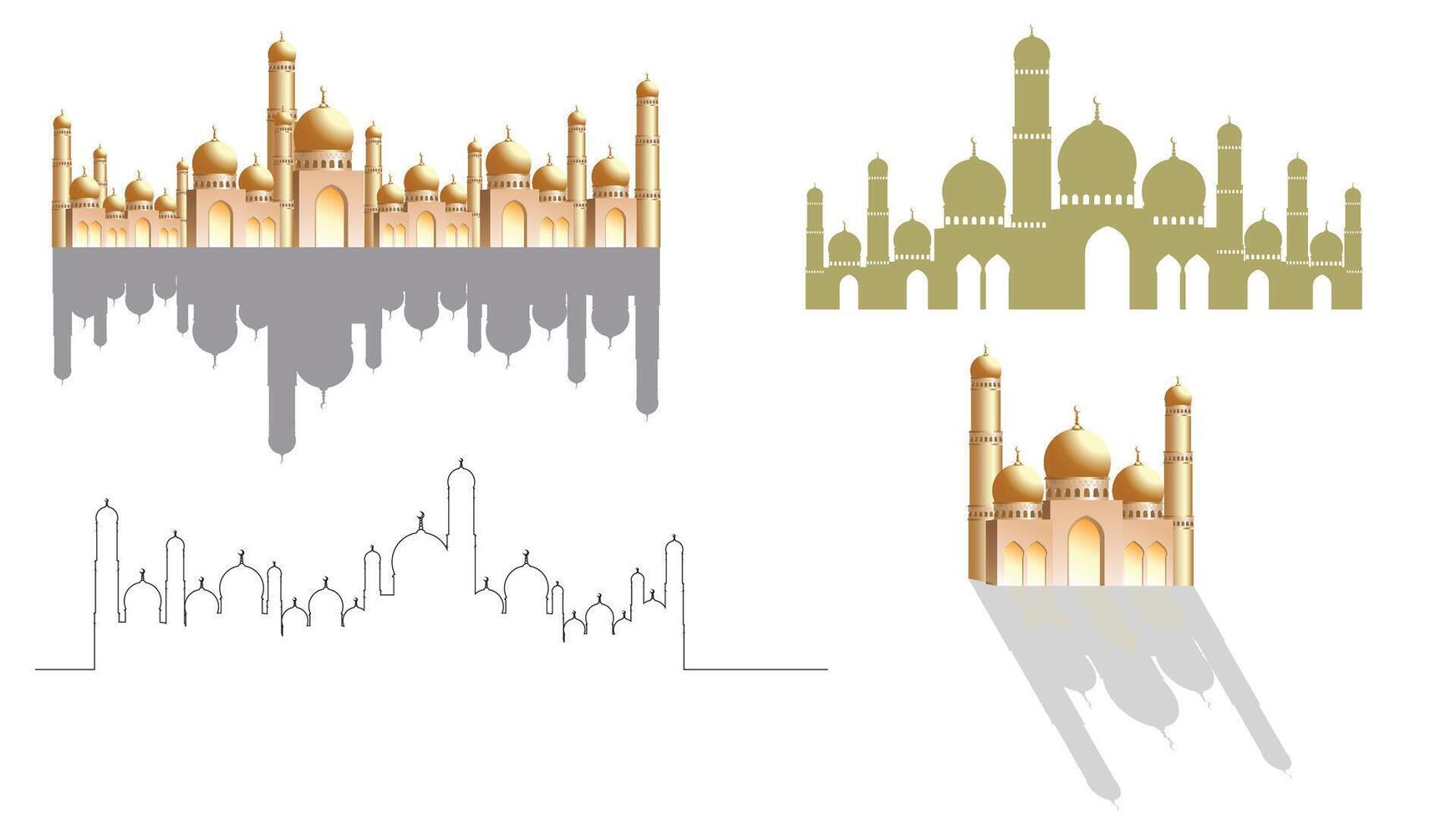 mesquita ícone conjunto para Ramadã kareem vetor ilustração, Ramadã feriado celebração fundo