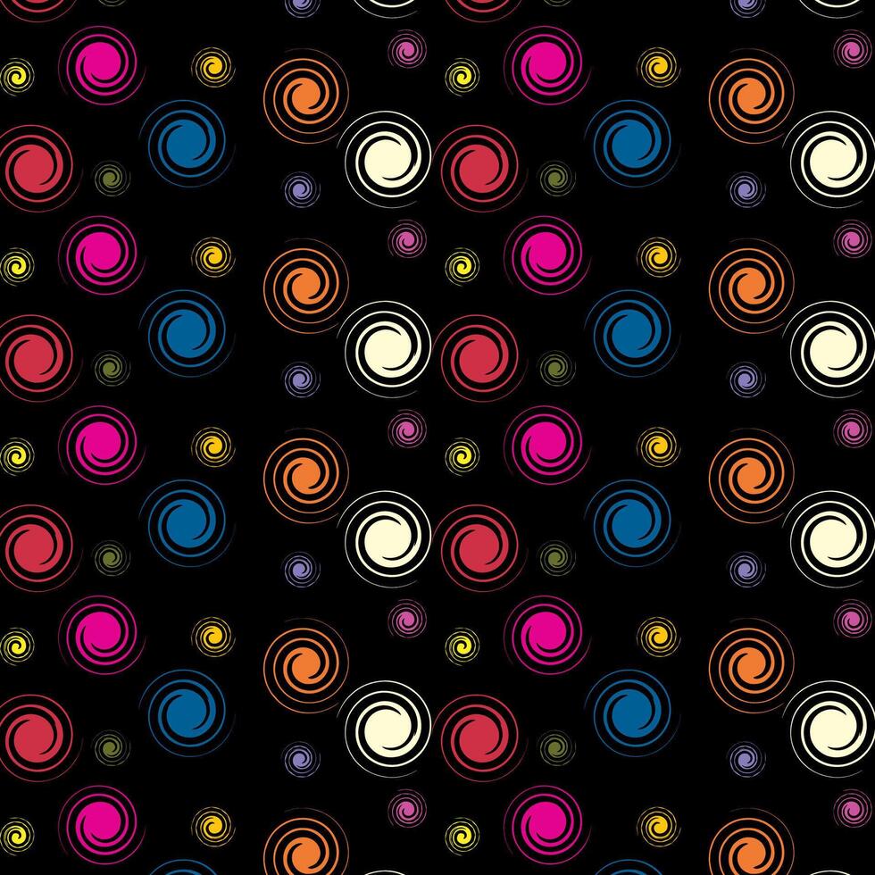 abstrato ilustração, Preto fundo, multicolorido círculo padronizar vetor