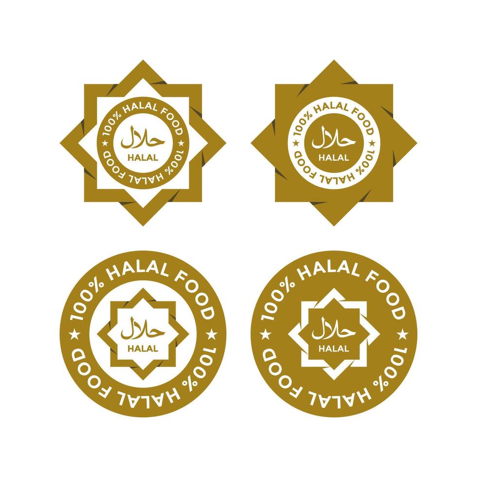 conjunto do halal Comida produtos rótulos, Distintivos e logotipo Projeto. vetor halal placa certificado marcação.