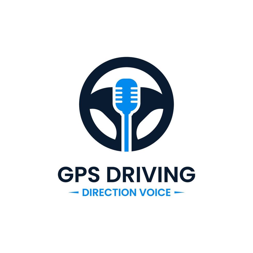 voz GPS dirigir ponto logotipo Projeto modelo. direção roda, GPS mapa localização e voz ícone vetor combinação. criativo dirigindo Treinamento símbolo conceito.