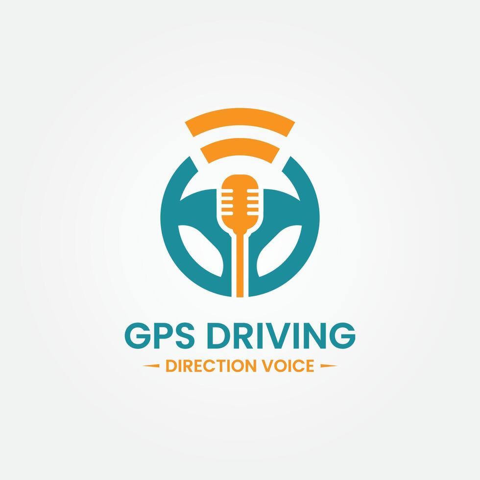 voz GPS dirigir ponto logotipo Projeto modelo. direção roda, GPS mapa localização e voz ícone vetor combinação. criativo dirigindo Treinamento símbolo conceito.