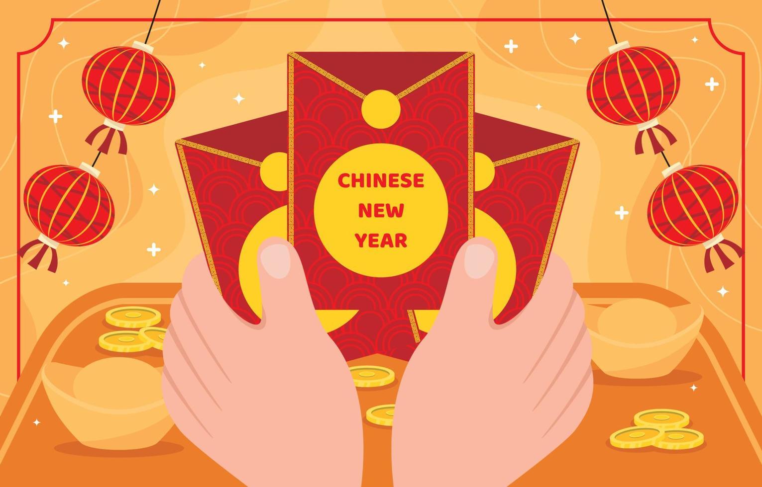 ilustração de bolso vermelho do ano novo chinês vetor