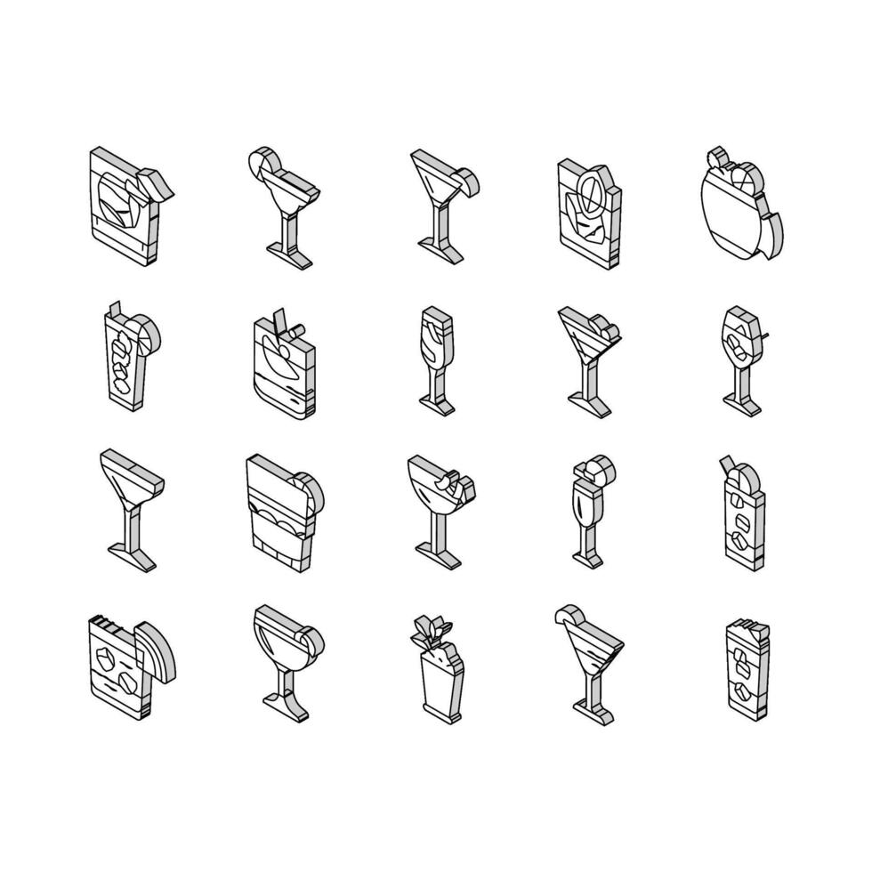 coquetel vidro beber álcool Barra isométrico ícones conjunto vetor