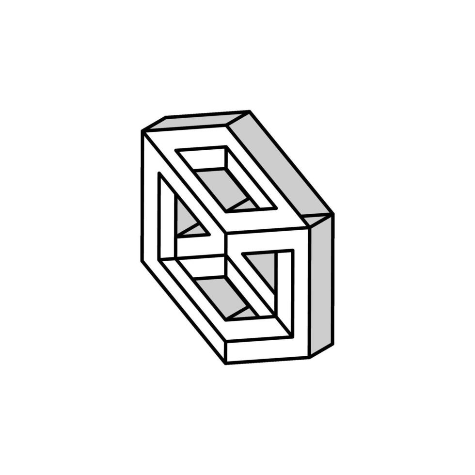 cubo impossível geométrico forma isométrico ícone vetor ilustração