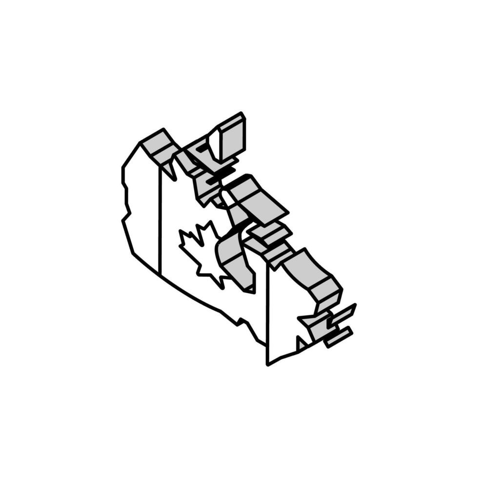 Canadá país mapa bandeira isométrico ícone vetor ilustração