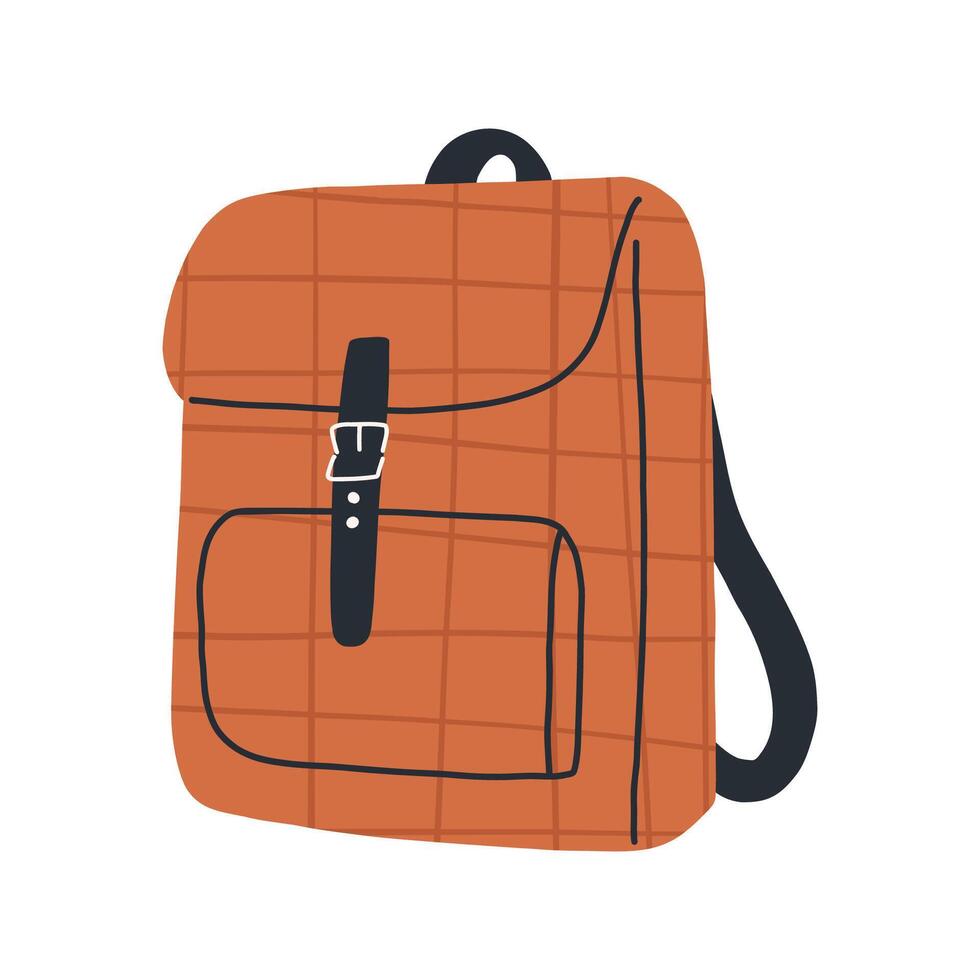 mão desenhado mochila, desenho animado plano vetor ilustração isolado em branco fundo. costas para escola conceito.