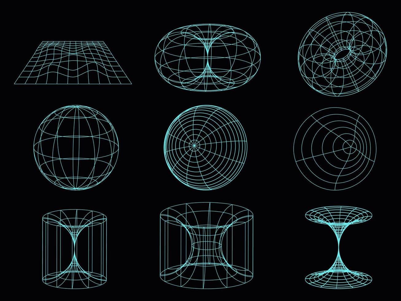 coleção do moderno abstrato do retro-futurista Projeto 3d elementos. vetor