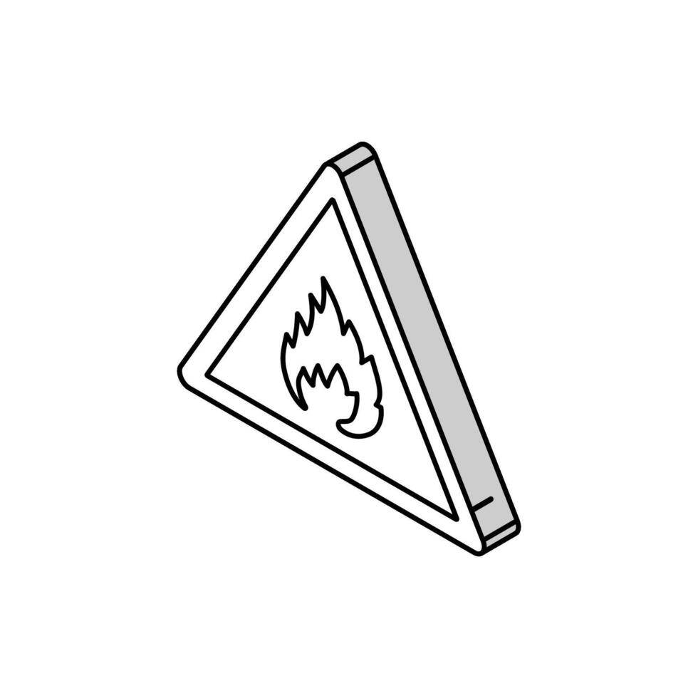 Atenção fogo isométrico ícone vetor ilustração