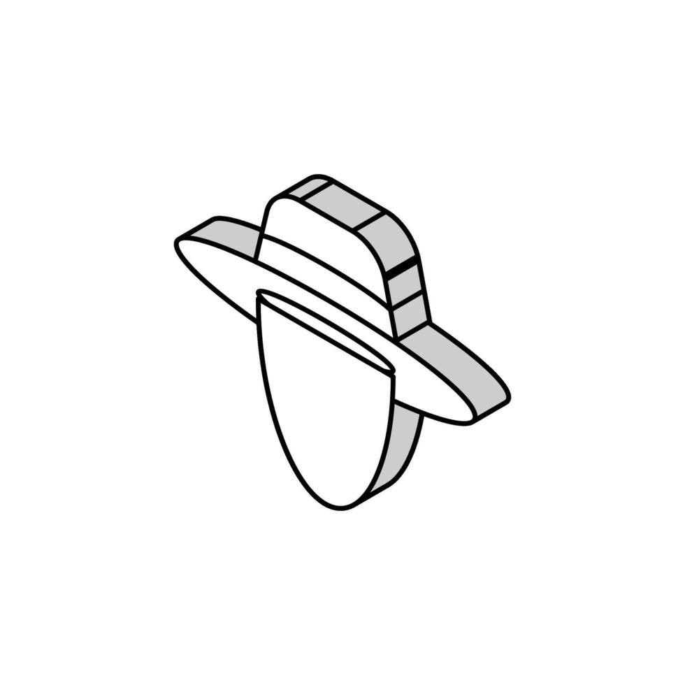 Palha chapéu verão isométrico ícone vetor ilustração