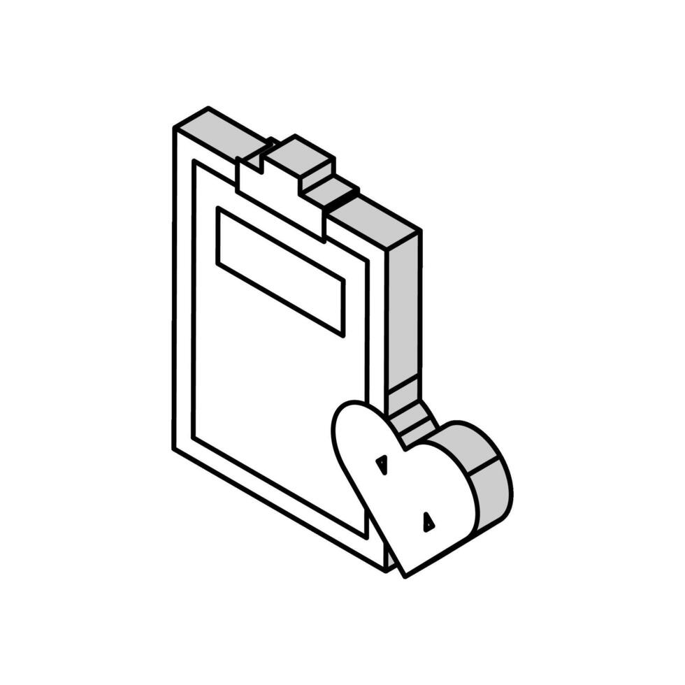 paciente médico cartão para coração transplante isométrico ícone vetor ilustração