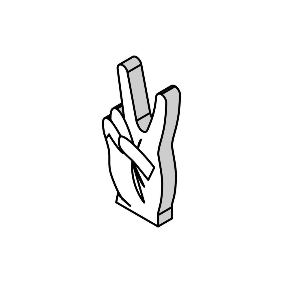 dois número mão gesto isométrico ícone vetor ilustração