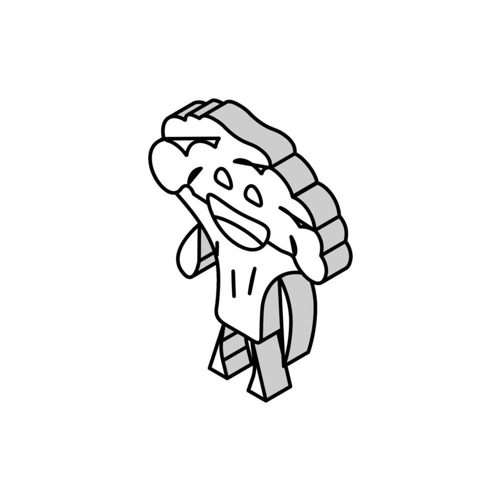 personagem brócolis isométrico ícone vetor ilustração