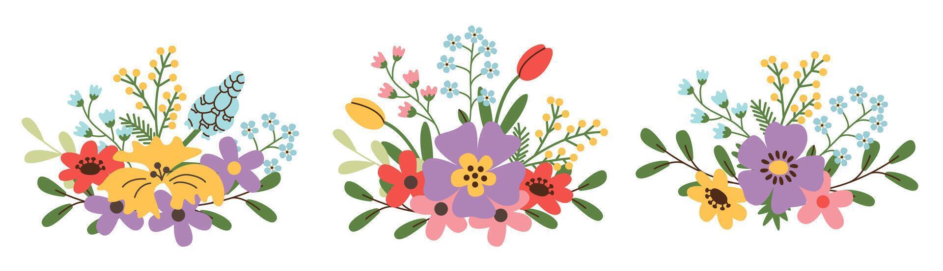 floral ramalhete em branco fundo. floral Primavera poster, convidar. vetor ilustração ou cumprimento cartão ou convite Projeto.