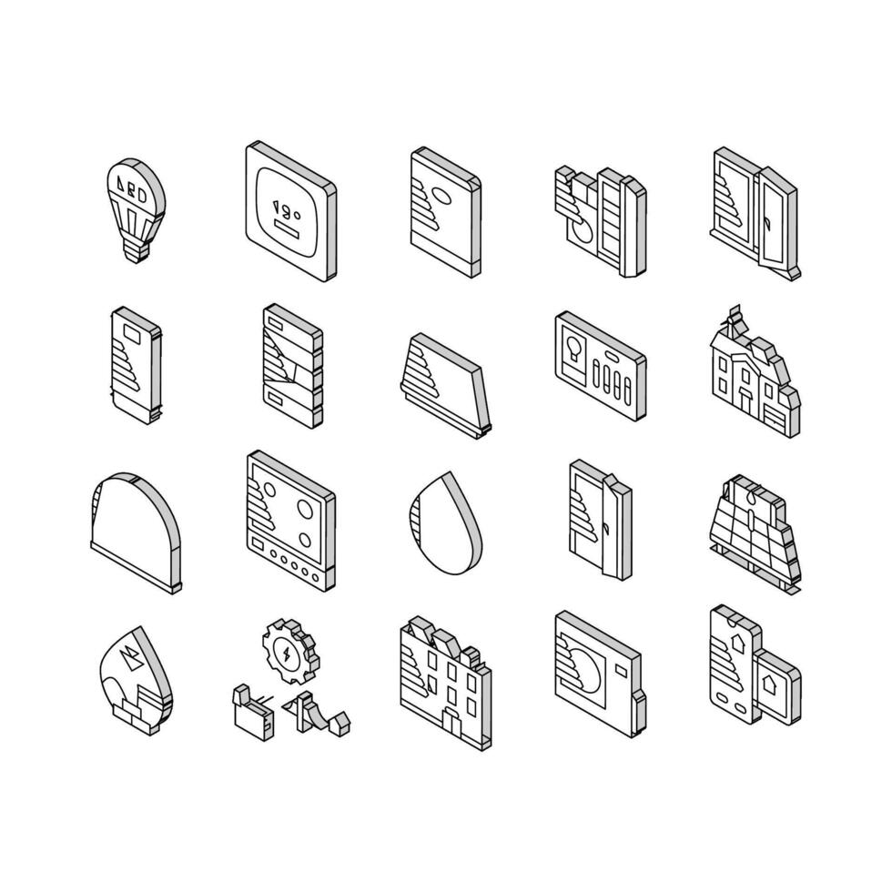 energia eficiente tecnologia verde isométrico ícones conjunto vetor