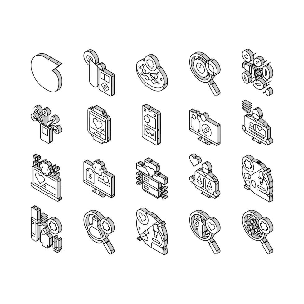 biomédico médico Ciência isométrico ícones conjunto vetor