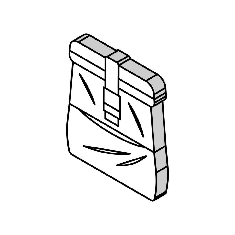 almoço caixa saco recipiente isométrico ícone vetor ilustração
