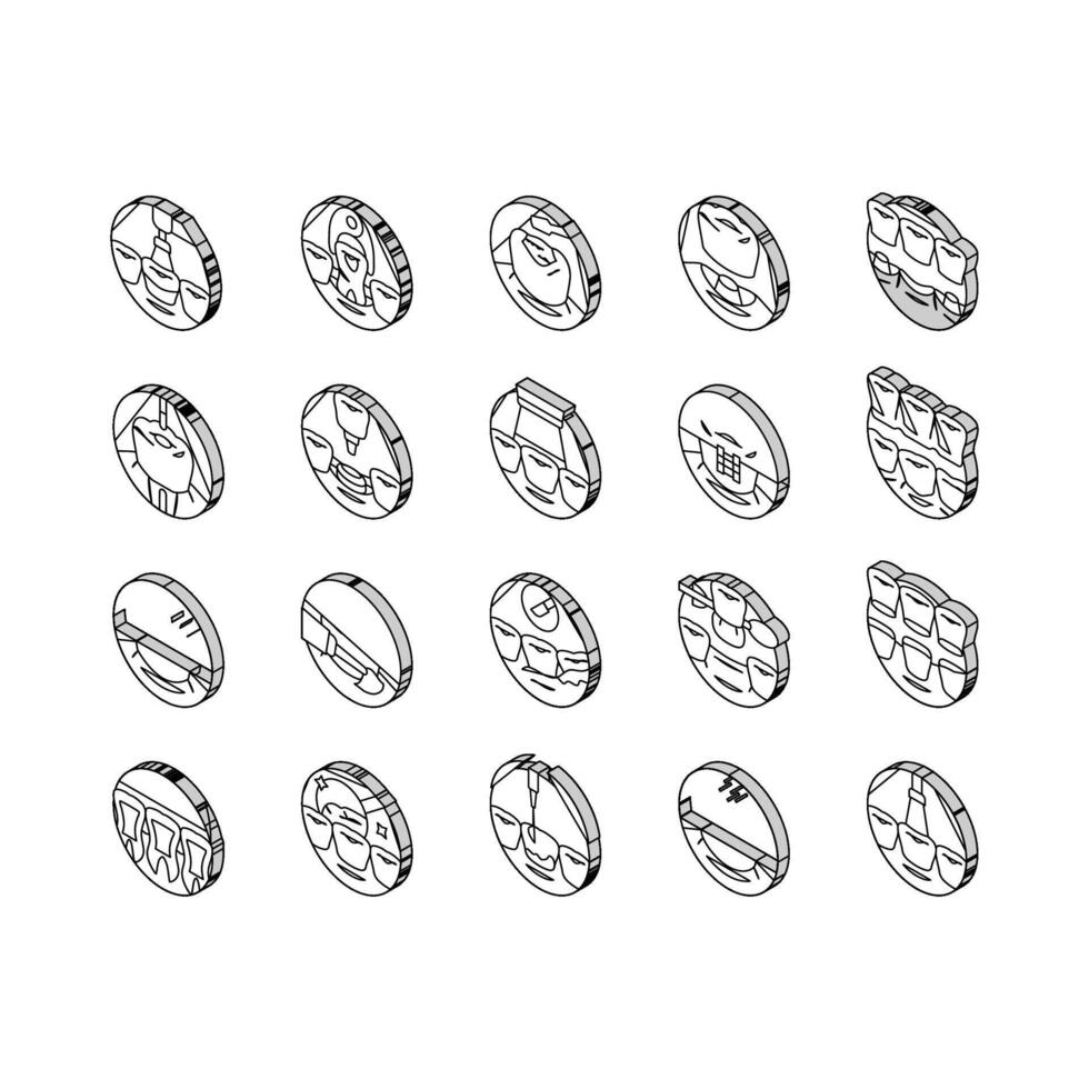 dental procedimento clínica isométrico ícones conjunto vetor
