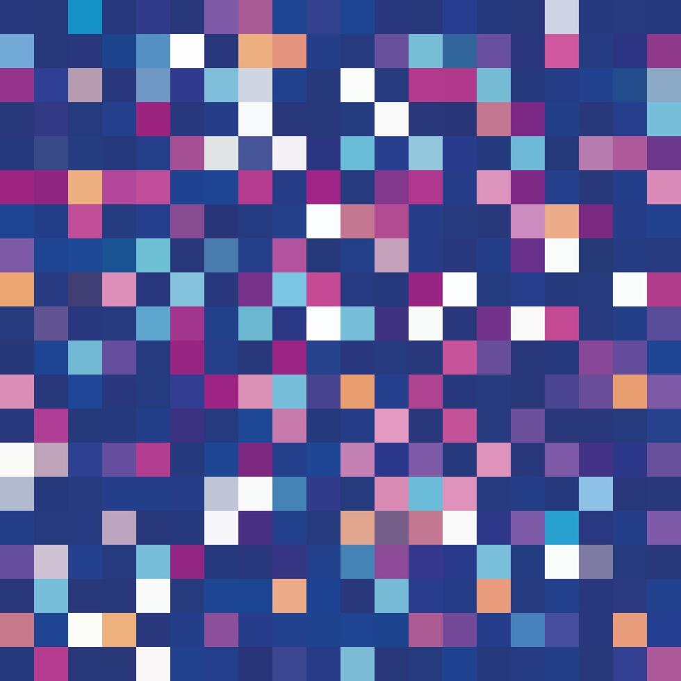 mosaico azul multicolorido vetor fundo. pixel mordeu retro jogos estilizado desenhando isolado em quadrado fundo. simples plano desenho animado vídeo jogos papel de parede textura.