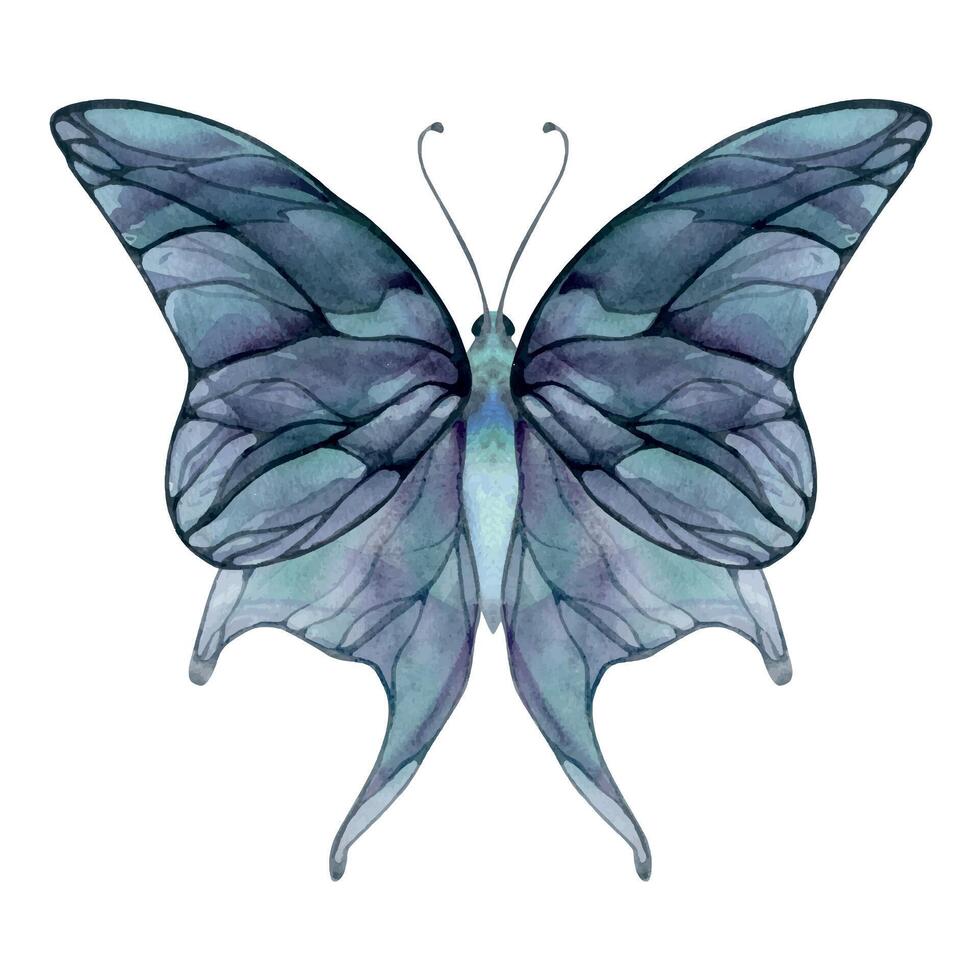 mão desenhado aguarela ilustração borboleta fada asas gema cristal inseto mariposa. ametista carruagem fluorita ametrino. solteiro objeto isolado em branco fundo. Projeto imprimir, comprar, casamento, aniversário vetor