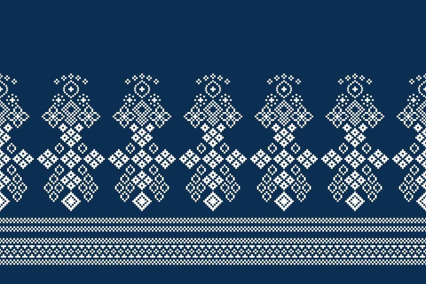 tradicional étnico motivos ikat geométrico tecido padronizar Cruz ponto.ikat bordado étnico oriental pixel marinha azul fundo. resumo,vetor,ilustração. textura, lenço, decoração, papel de parede. vetor