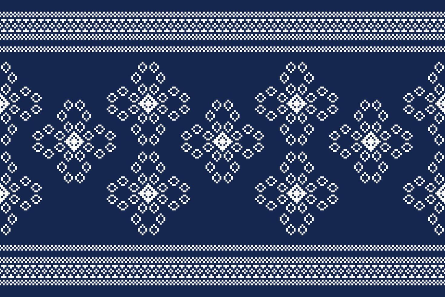 tradicional étnico motivos ikat geométrico tecido padronizar Cruz ponto.ikat bordado étnico oriental pixel marinha azul fundo. resumo,vetor,ilustração. textura, lenço, decoração, papel de parede. vetor