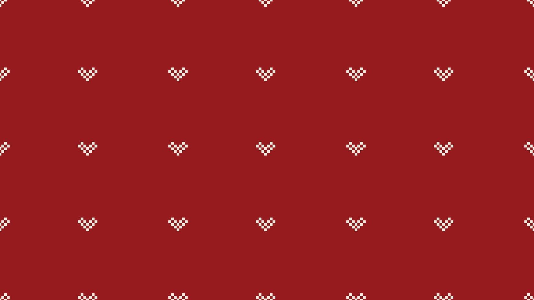 fofa coração amor namorados motivos geométrico tecido padronizar Cruz ponto.ikat bordado étnico oriental pixel vermelho fundo. resumo,vetor,ilustração. textura, natal, decoração, papel de parede. vetor