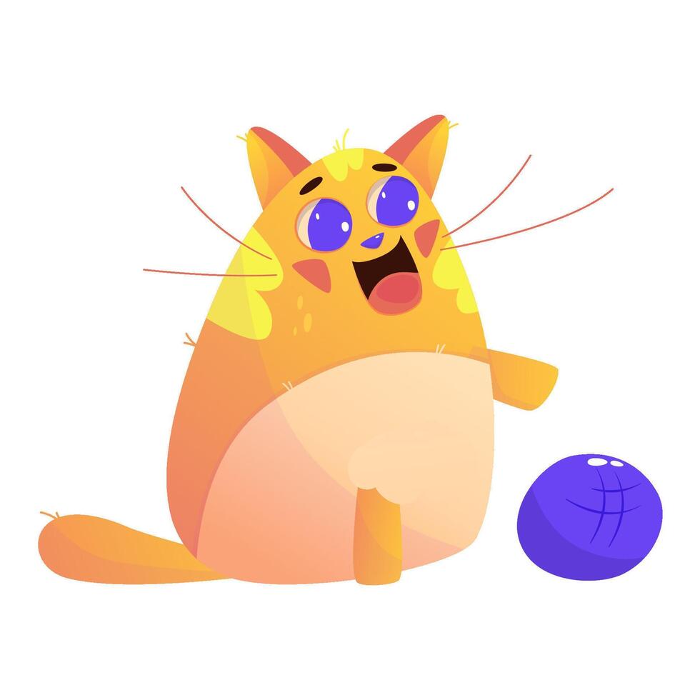 fofa kawaii gato personagem feliz animal. laranja fofa gato animal. desenho animado vetor ilustração. feliz gatinho Miau kawaii personagem