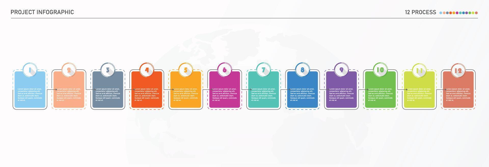 infográfico processo Projeto com ícones e 12 opções ou passos. vetor