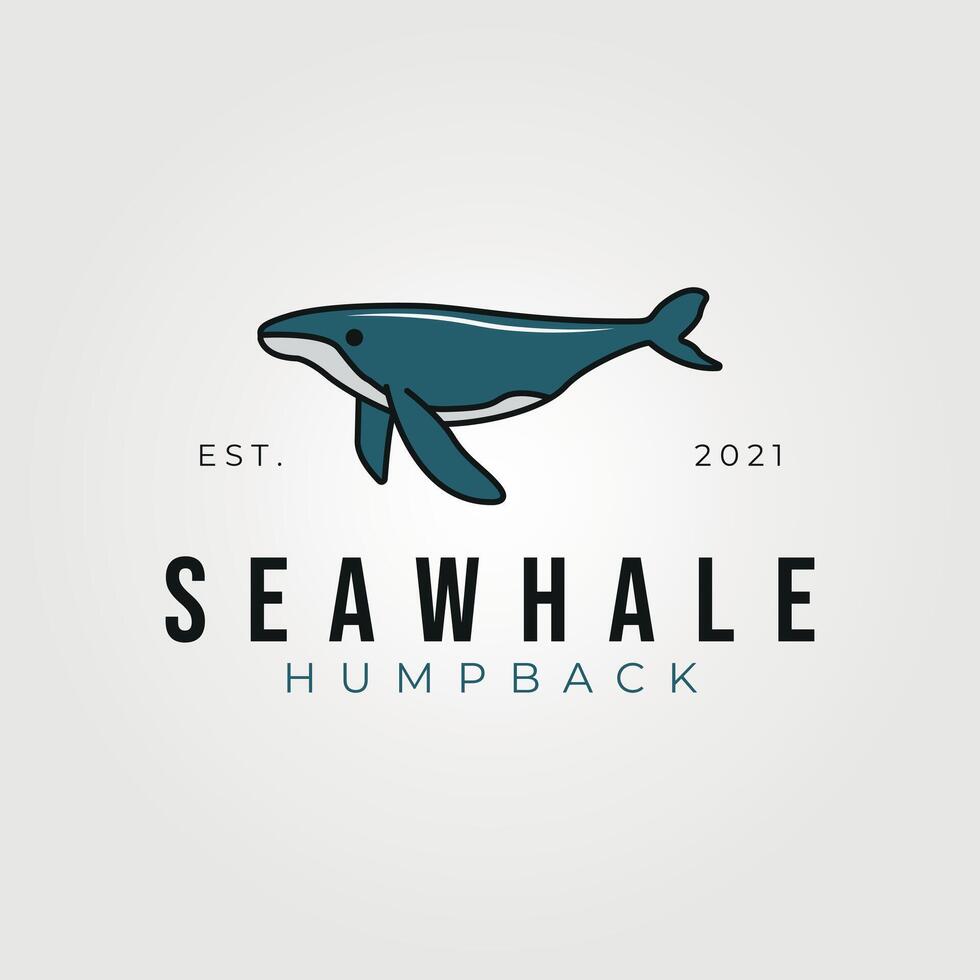 corcunda baleia logotipo vetor vintage ilustração projeto, baleia desenho animado símbolo vetor Projeto