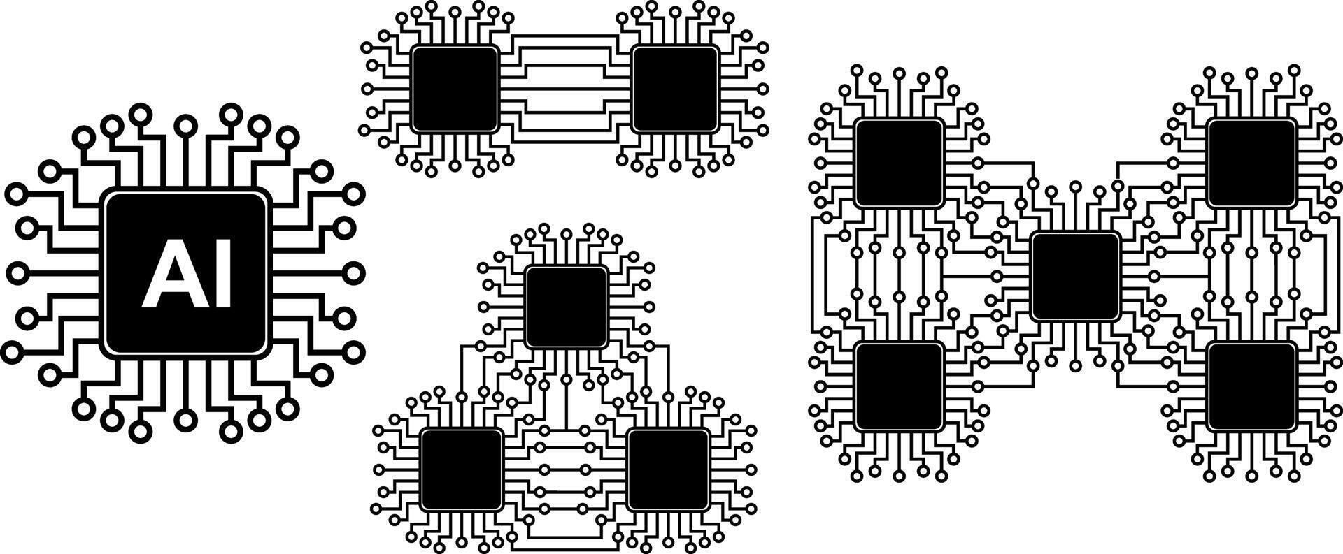 microprocessador ou ai central em processamento unir com múltiplo processadores conectando juntos vetor